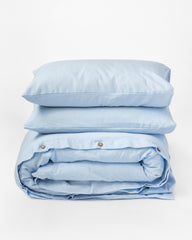 Sky blue linen-cotton duvet cover set (3 pcs)