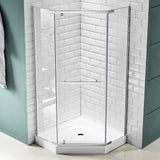 Castle Series 49 in. x 72 in. H Hinged Semi-Frameless Shower Door with Tsunami Guard Tempered Glass