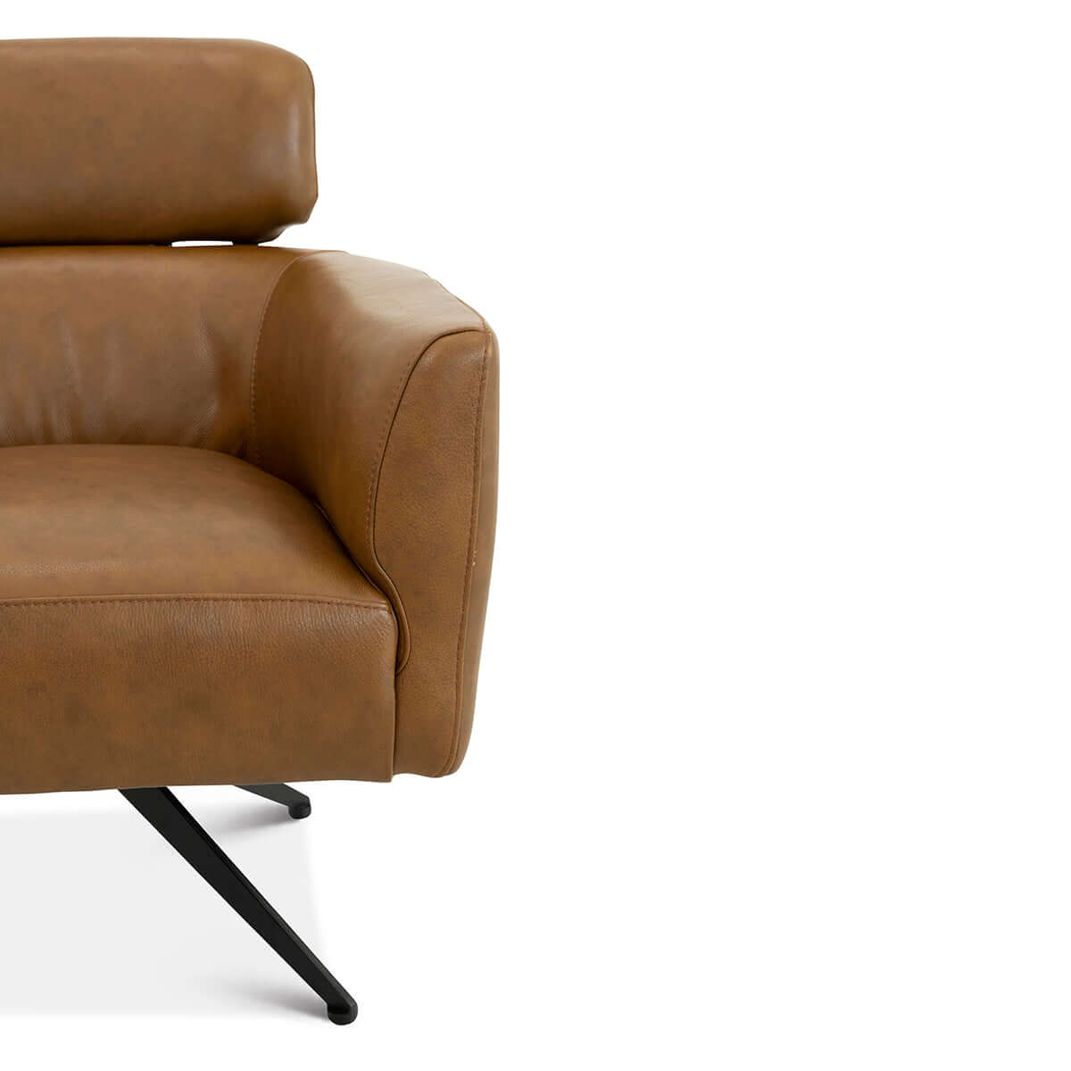 Camila Mid-Century Modern Tan Leather Lounge Chair