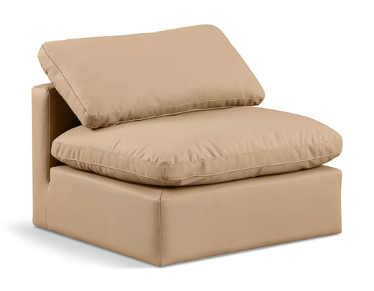 Indulge - Faux Leather Armless Chair - Tan