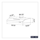 CIARRA 30 inch Under Cabinet range Hood with 200 CFM Powerful Airflow & 3-Speed Fan, Energy-Efficient LED Lighting CAS75905-OW