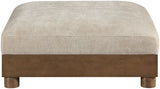 Turin - Chenille Fabric Upholstered Modular Ottoman - Taupe / Brown Walnut