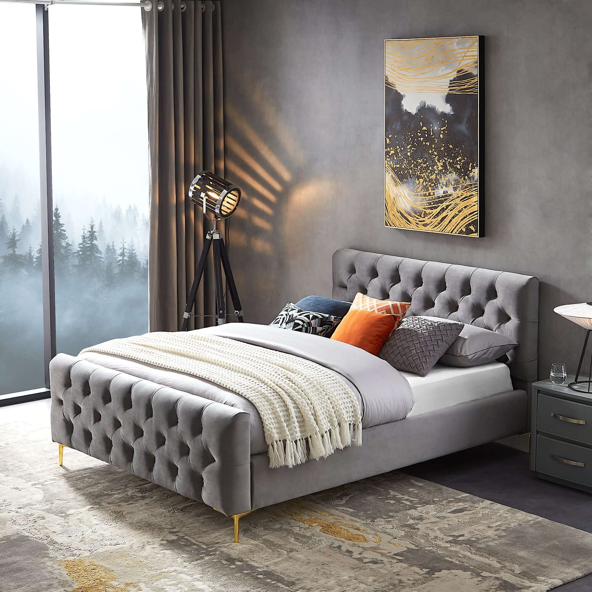 Bailey Velvet Upholstered Platform Bed