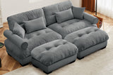 CLOUDIES 94" Loveseat with 2 Ottomans