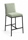 Reeves - Chenille Fabric Upholstered Counter Stool (Set of 2) - Black Base