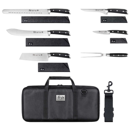 S Series 7-Piece BBQ Knife Set with Bag, Forged German Steel