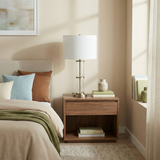 Echo Brushed Nickel Table Lamp with On/Off Switch Clear Glass Body Metal Base