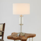 Echo Brushed Nickel Table Lamp with On/Off Switch Clear Glass Body  Metal Base