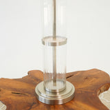 Echo Brushed Nickel Table Lamp with On/Off Switch Clear Glass Body  Metal Base
