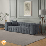 Eden Modern Tufted Chesterfield Grey Boucle Sofa