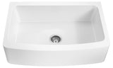 Mesa Series Farmhouse Solid Surface 33 in. 0-Hole Single Bowl Kitchen Sink with 1 Strainer in Matte White