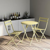 3-Piece Patio Bistro Set with Foldable Round Table and Chairs, Scratch and Rust Resistant Coffee Set for Outdoor, Easy Setup, Yellow