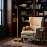 Elara Floor Lamp Gold outer and White inner