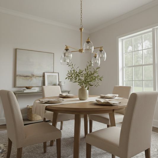 Elegance Five Lights Linear Arms with Golden Brass Finish Chain Chandelier