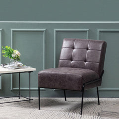 Armless Tufted Accent Chair w/ Metal Frame