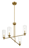 Enigma Four Lights Chandelier With Clear Ribbed Glass -Satin Brass