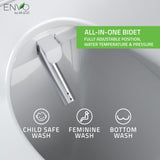 Dive Smart Electric Bidet Toilet Seat for Elongated Toilets with Remote Control, Heated Seat, and Deodorizer in White
