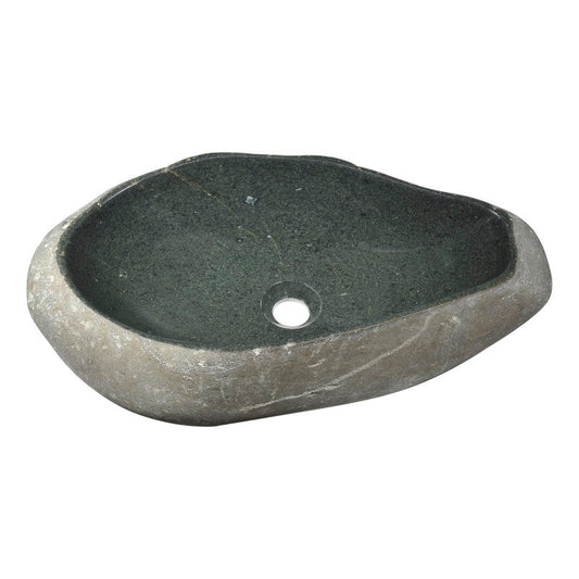Unkindled Basin Series 20 in. Handcrafted Irregular Shaped Solid Surface Bathroom Vessel Sink in Dark River Stone