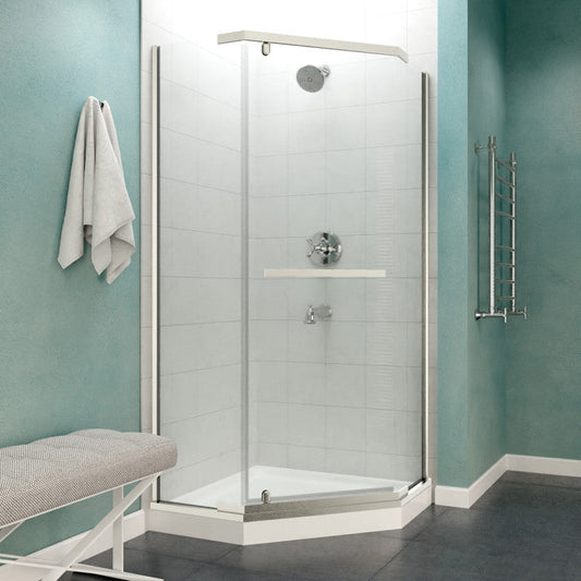 Castle Series 49 in. x 72 in. H Hinged Semi-Frameless Shower Door with Tsunami Guard Tempered Glass