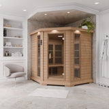 Mauritius 5-Person Carbon FAR Infrared Hemlock Wooden Indoor Home Sauna Room with LED Touch Control Panel