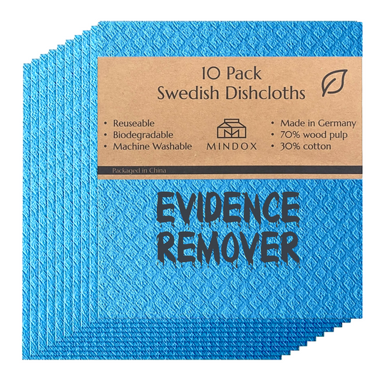 COOKSY Swedish Dishcloths - Set of 10 "Evidence Remover" Design