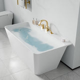 Vault Series 59 in. x 30 in. Flat Bottom Acrylic Freestanding Soaking Bathtub with Center Drain and Faucet