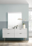 Modernist - Mirror With Stainless Steel Base - White