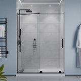 Longboat Series 56 to 60 in. x 76 in. Sliding Semi-Frameless Shower Door with Tsunami Guard Tempered Glass