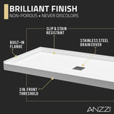 Stellar Series  76 in. x  57-60 in. Sliding Frameless Shower Door with Alcove Center Drain Shower Base - Multiple Finishes