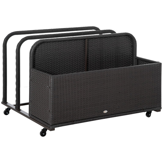 Outsunny Outdoor Wicker Pool Float Storage Basket with Three Slots