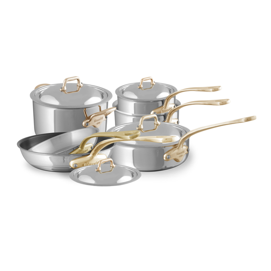 Mauviel M'COOK B 5-Ply 10-Piece Cookware Set With Brass Handles