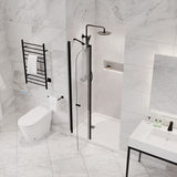 Romance Series 34 in. x 72 in. H Hinged Frameless Shower Door with Tsunami Guard Tempered Glass
