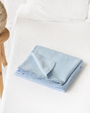 Sky blue linen-cotton flat sheet