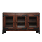 Vintage Industrial 58" Glass Cabinet in Dark Walnut