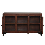 Vintage Industrial 58" Glass Cabinet in Dark Walnut