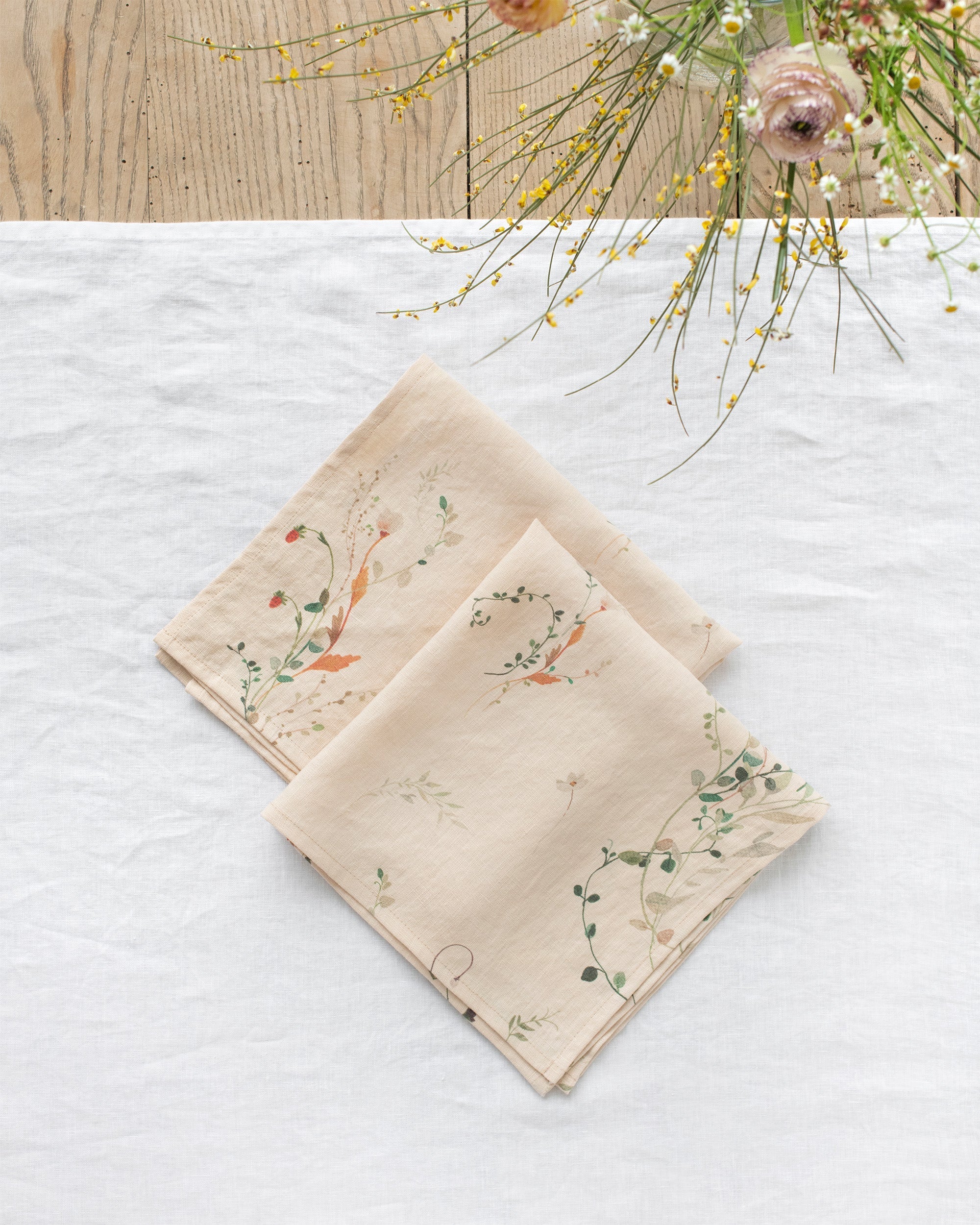 Floral print linen napkin set of 2