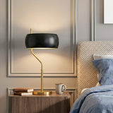 Flux Table Lamp - Gold Color Metal Base - Black Outer Shade