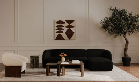 Faye Right Sectional Black Boucle