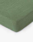 Forest green linen fitted sheet