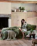 Forest green linen duvet cover set (3 pcs)
