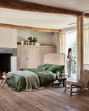 Forest green linen duvet cover set (3 pcs)