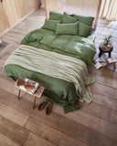 Forest green linen fitted sheet