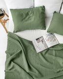 Forest green linen flat sheet