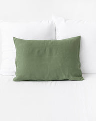 Forest green linen pillowcase