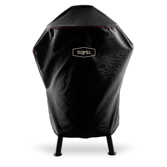INGRILL Medium Smoker Cover – Weather-Resistant Waterproof Black Canvas Cover with Bottom Straps, Secure Outdoor Protection for Barrel Smokers