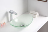 Forza Series 21 in. Bathroom Vessel Sink with Stain-Resistant Non-Porous Surface in Lustrous Frosted Finish Glass