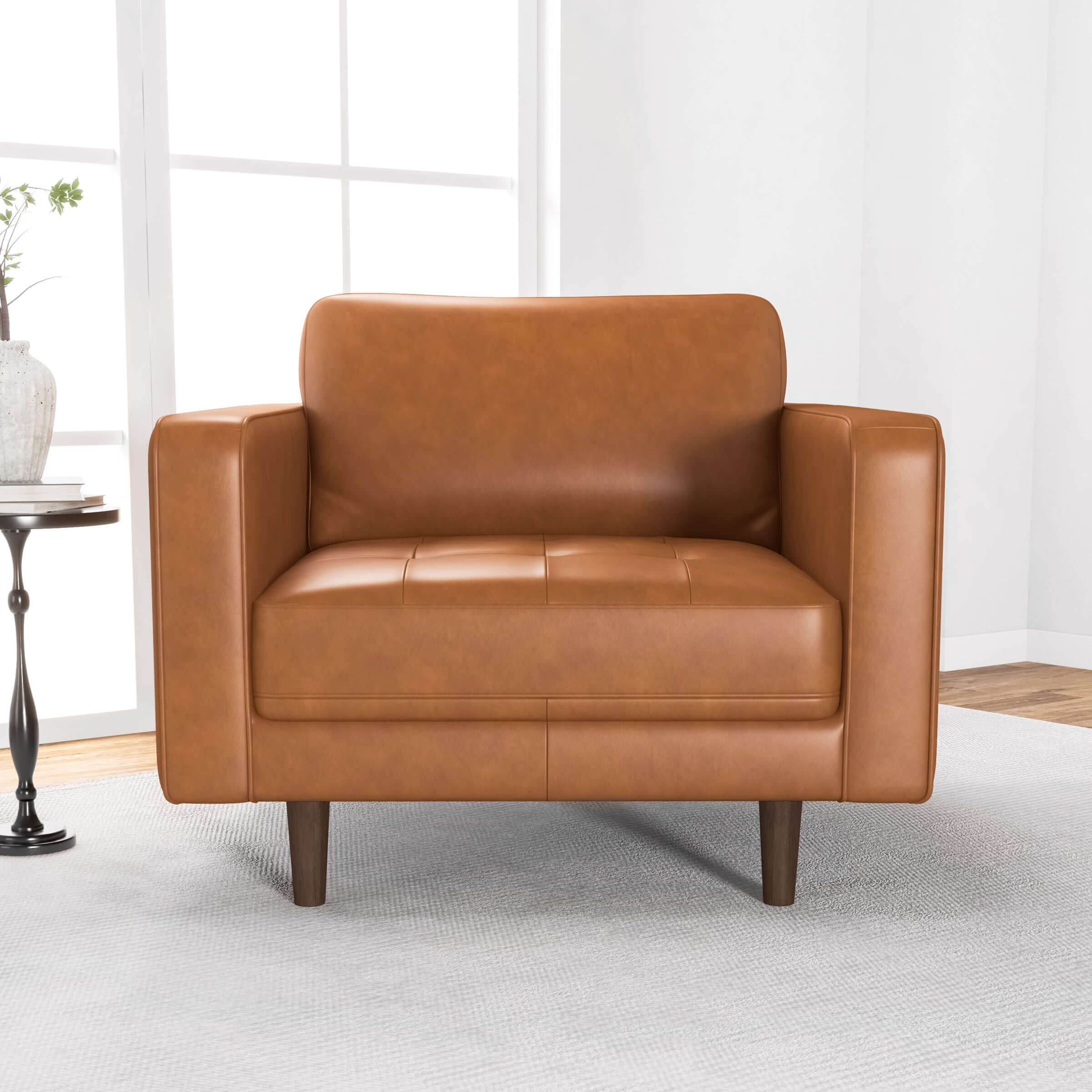 Catherine Leather Lounge Chair (Tan Leather)