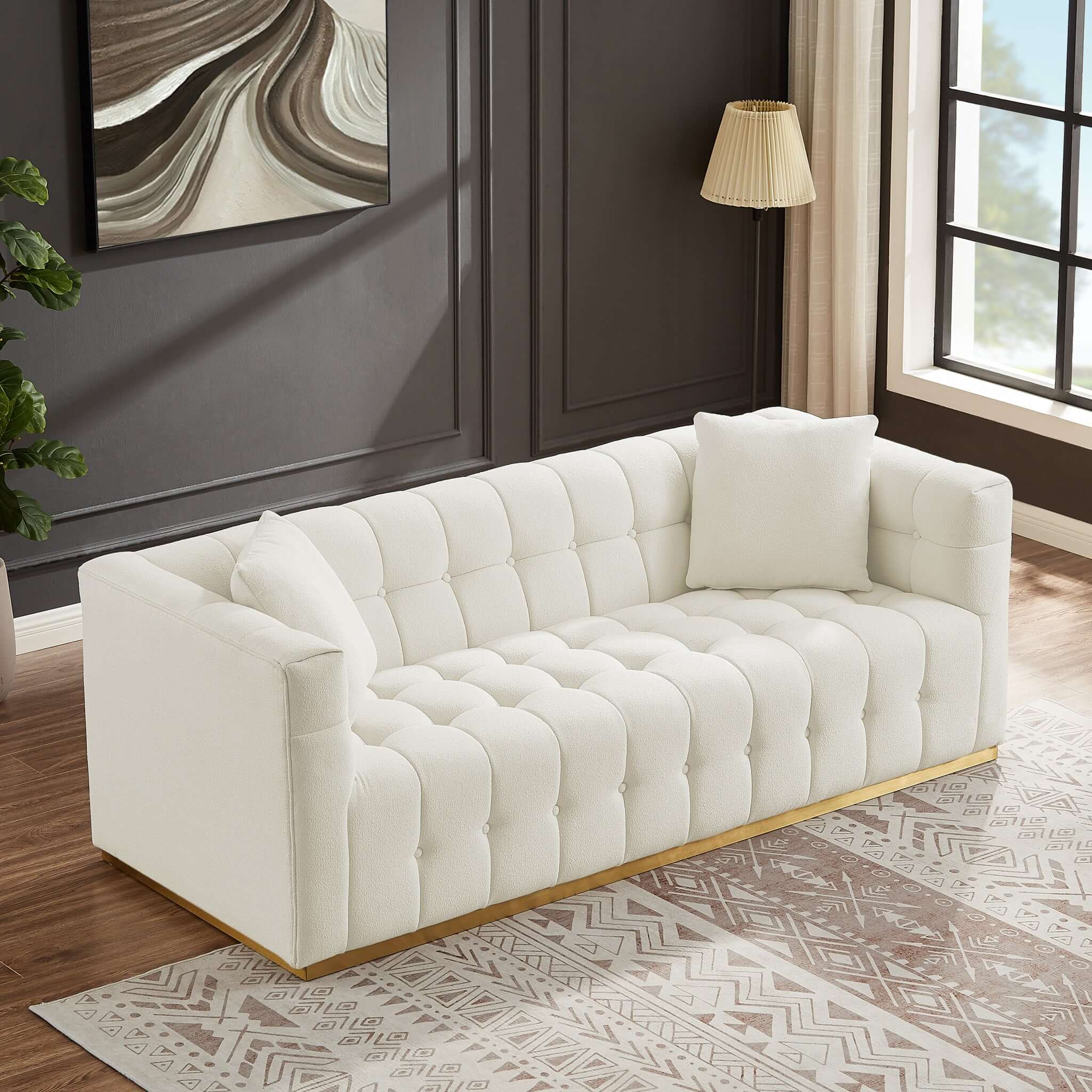 Eleanor Mid-Century Modern  Sofa Beige Boucle