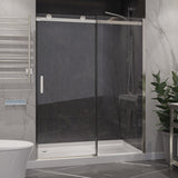 Rhodes Series 50 to 54 in. x 76 in. H Sliding Frameless Shower Door with Tsunami Guard Tempered Clear Glass