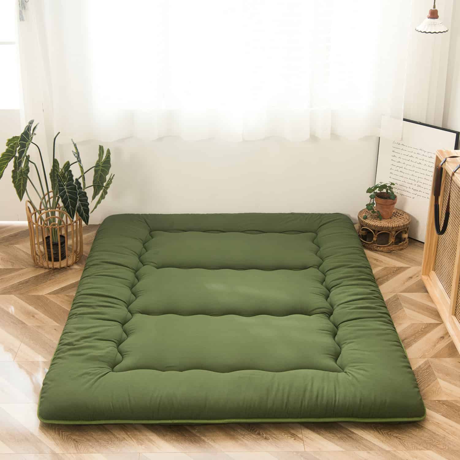 MAXYOYO Japanese Futon Mattress, Home Travel Futon Mattress, Green